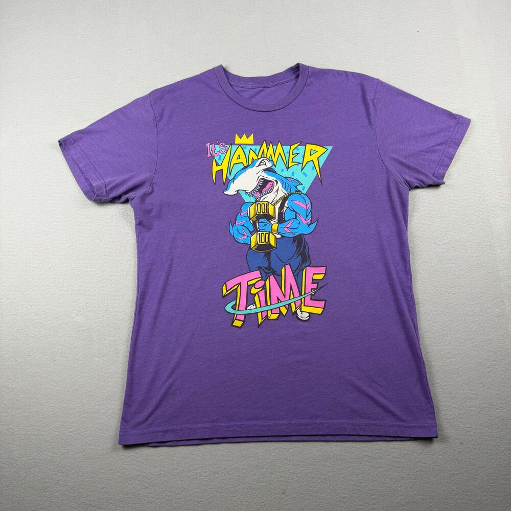 Vintage It’s Hammer Time Shark Graphic T-Shirt Purple